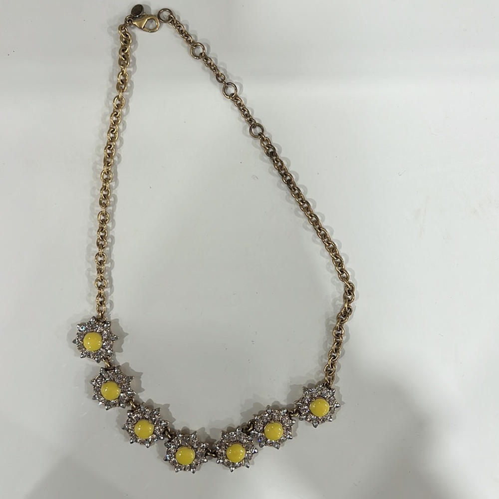 J. Crew Jeweled Flower statement Crystal Necklace